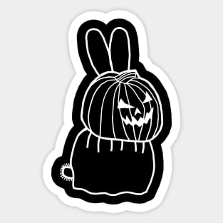 Minimal White Line Cute Bunny Rabbit Wearing Halloween Horror Costume Sticker